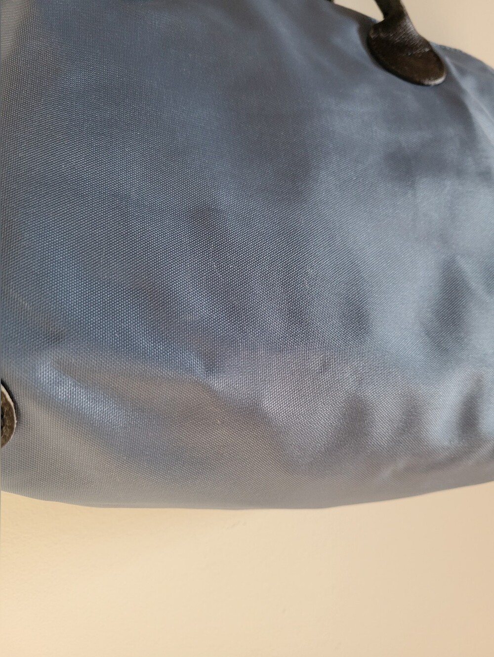 Classic Hervé Chapelier Baby Blue Nylon Shoulder Tote Bag Black Leather Accents - Picture 7 of 13